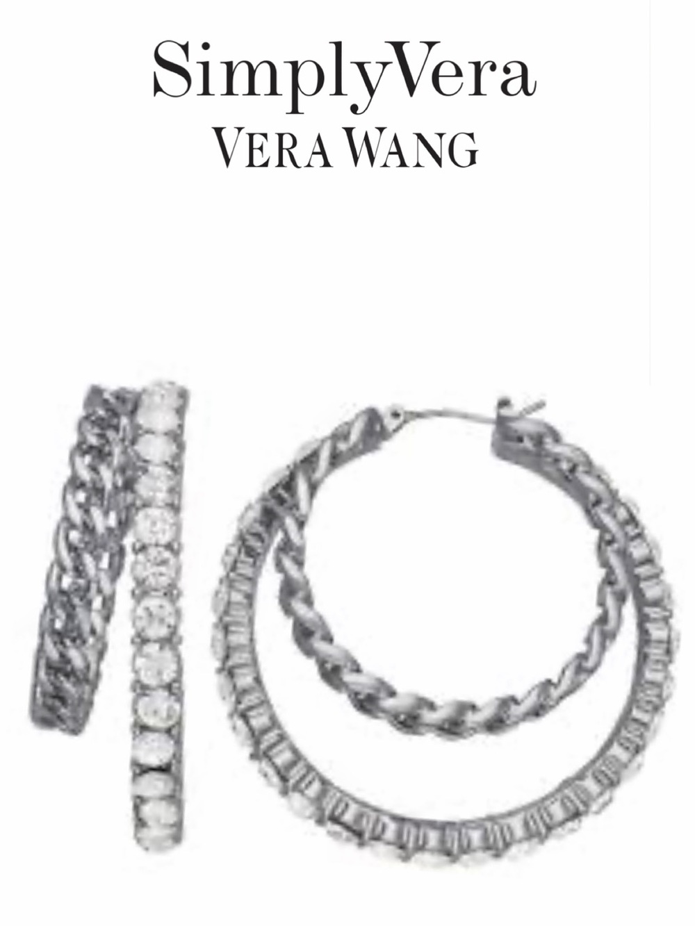 Vera Wang Simulated Crystal double hoop earrings